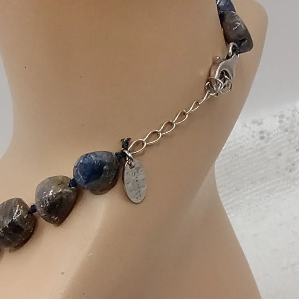 Stauer Tumbled Stone Bead Necklace Gray Natural Polished Gemstones Nuggets